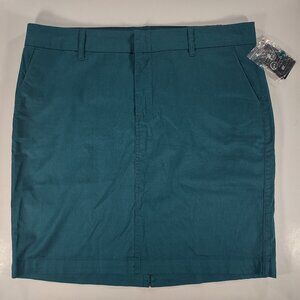 NWT Kut from the Kloth deep teal green cotton blend straight skirt 12 Petite